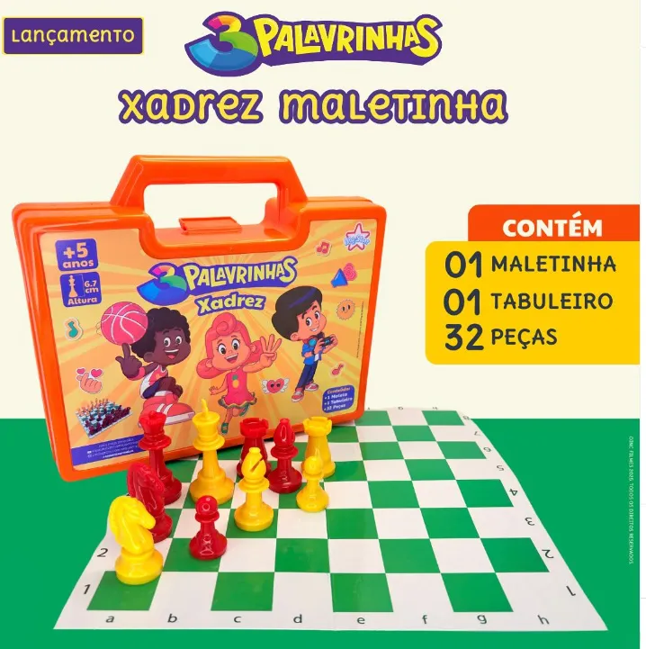 Xadrez Infantil 3 Palavrinhas com Maleta